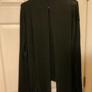 Cardigan - lightweight Black stretchy; no buttons ;side pockets size 3x; used.